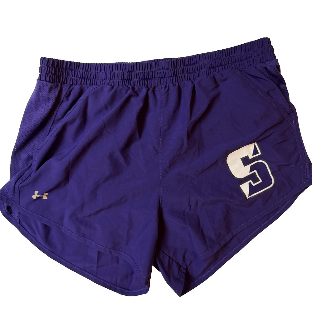 Under Armour Womens Athletic Running Shorts Purple Lined Size S/M